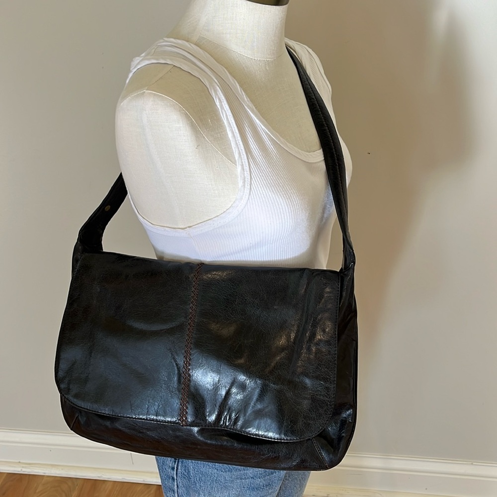 - Sigrid Olsen brown leather shoulder bag with dust bag